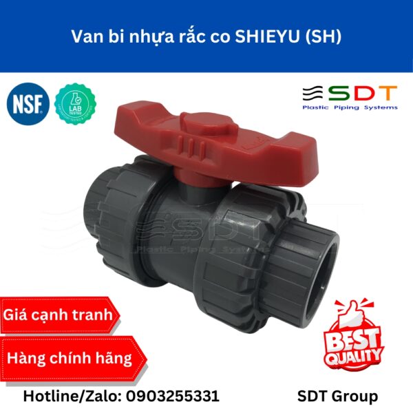 Van bi nhựa rắc co DN15 SHIEYU (1/2”) – UPVC/CPVC SCH80 | Hàng Đài Loan