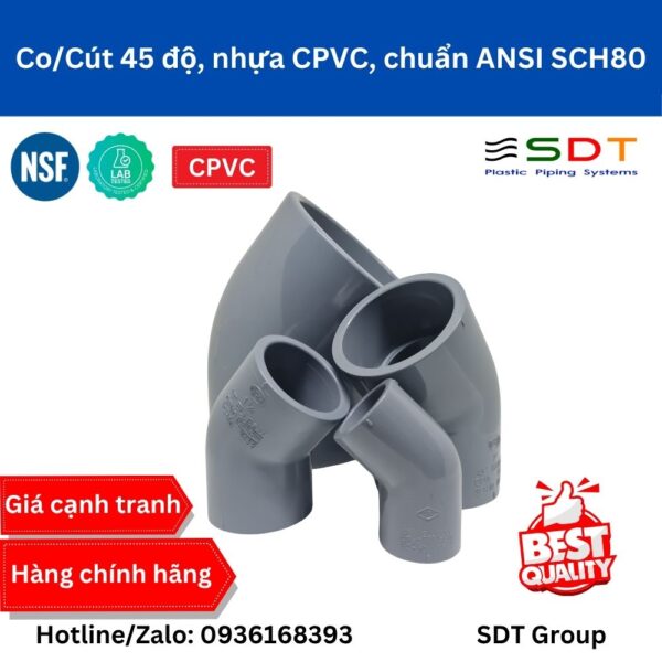 Cút 45 Độ Nhựa CPVC SCH80 - SHIEYU (DFP)