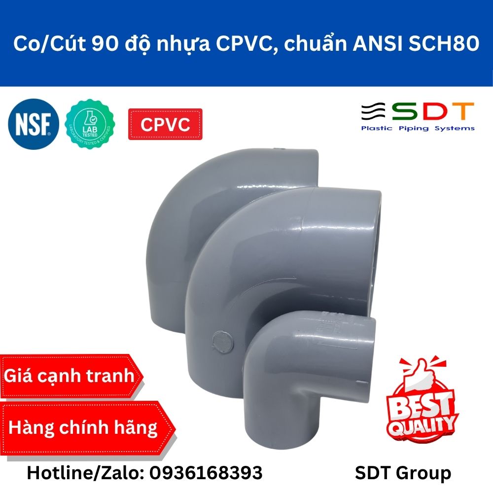 Cút 90 ren nhựa CPVC SCH80 - SHIEYU (DFP) Cút 90 ren nhựa CPVC SCH80 - SHIEYU (DFP)
