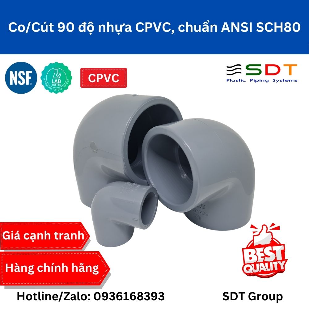 Cút 90 nhựa CPVC SCH80 - SHIEYU (DFP) Cút 90 nhựa CPVC SCH80 - SHIEYU (DFP)