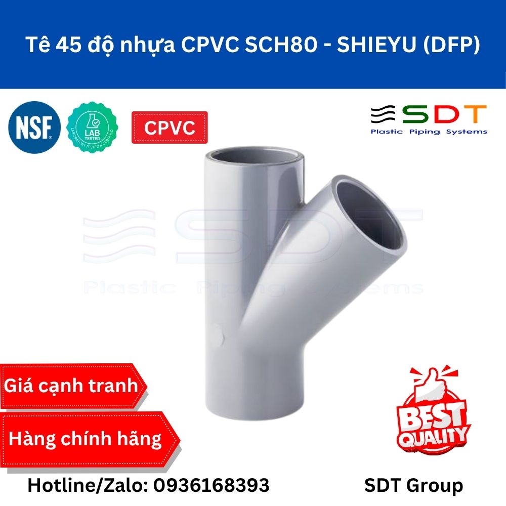 Tê 45 độ nhựa CPVC SCH80 - SHIEYU (DFP) Tê 45 độ nhựa CPVC SCH80 - SHIEYU (DFP)