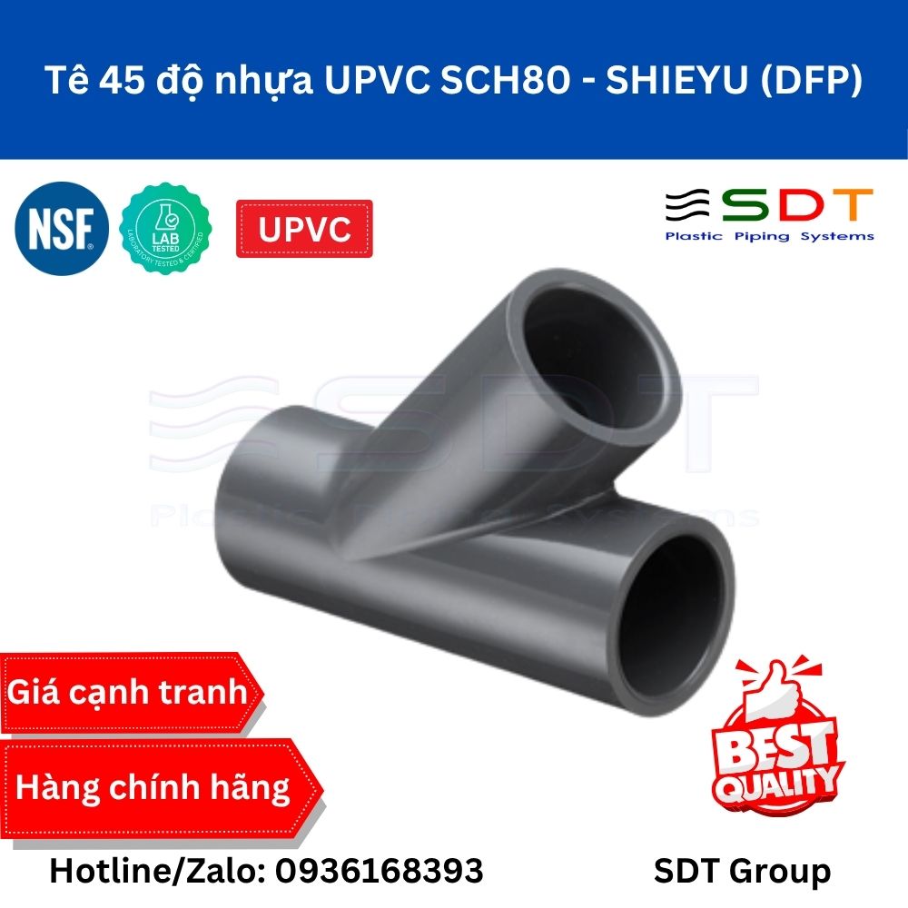 Tê 45 độ nhựa UPVC SCH80 - SHIEYU (DFP) Tê 45 độ nhựa UPVC SCH80 - SHIEYU (DFP)